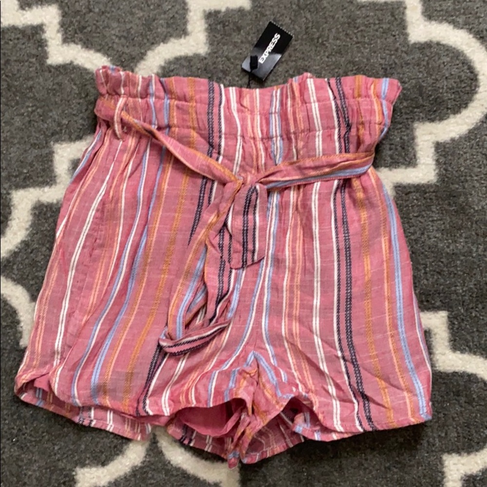 express high waist paper bag shorts